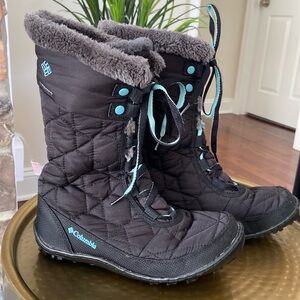 COLUMBIA YOUTH MINX MID II OMNI-HEAT WATERPROOF (BLACK/GRAY) EUC